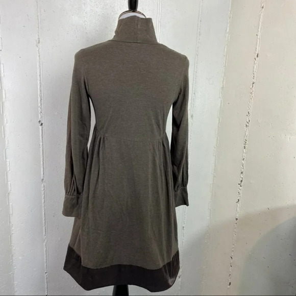 Uniqlo XS‎ brown long sleeve velvet trim dress - Picture 5 of 8